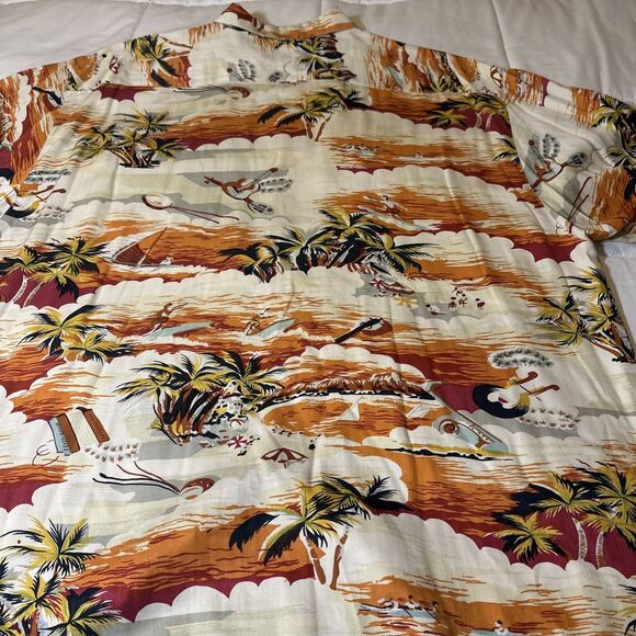 Tommy Bahama Shirt Mens 2XL Multicolor Silk Button Up Hawaiian Surfers Ukuleles - Picture 7 of 11